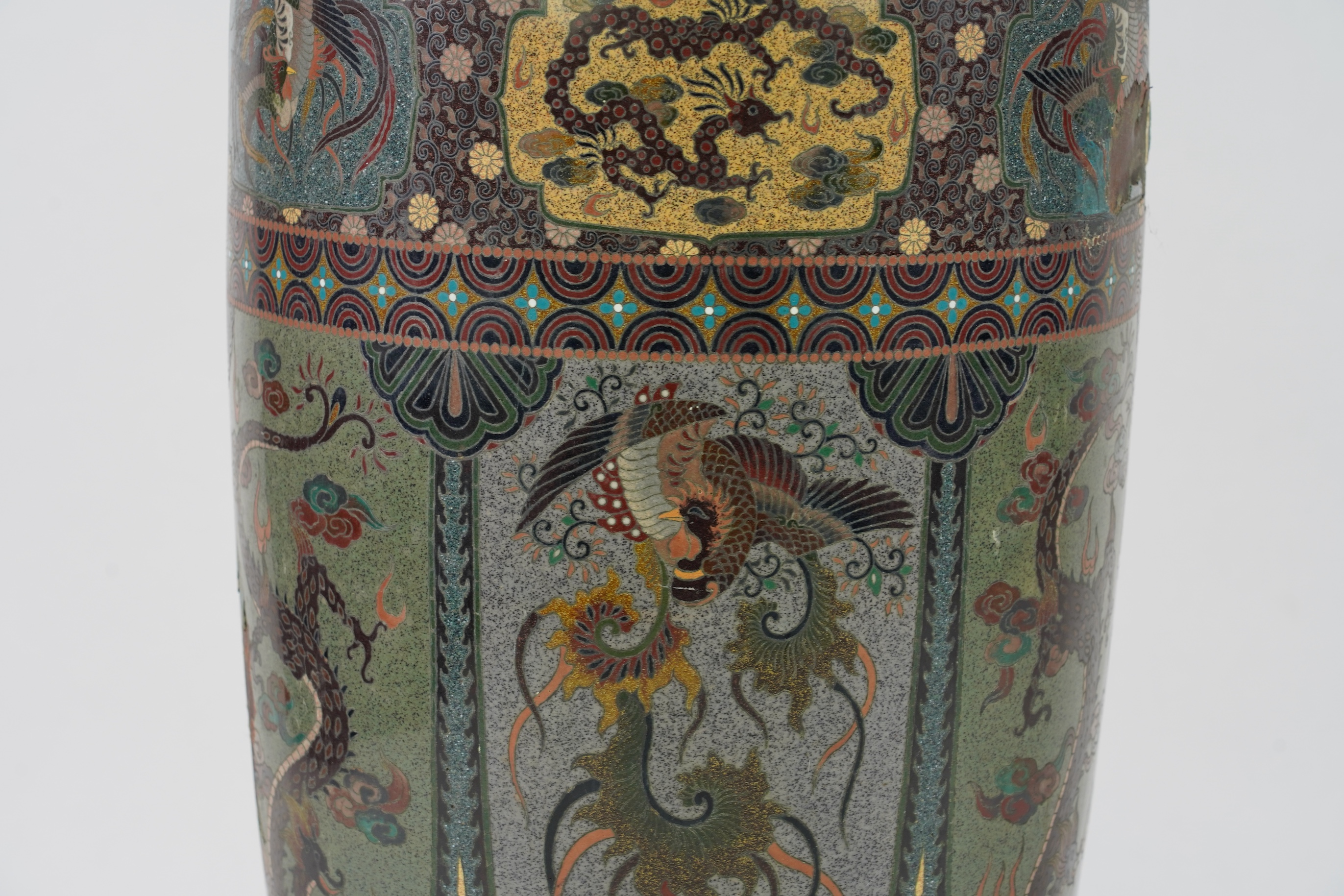 A massive Japanese cloisonné enamel vase, Kyoto, early 20th century